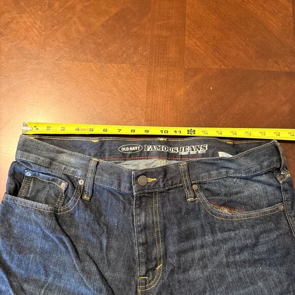 Old Navy Famous Jeans Straight Fit Mens Size 36X32 Dark Wash Denim - Picture 7 of 9